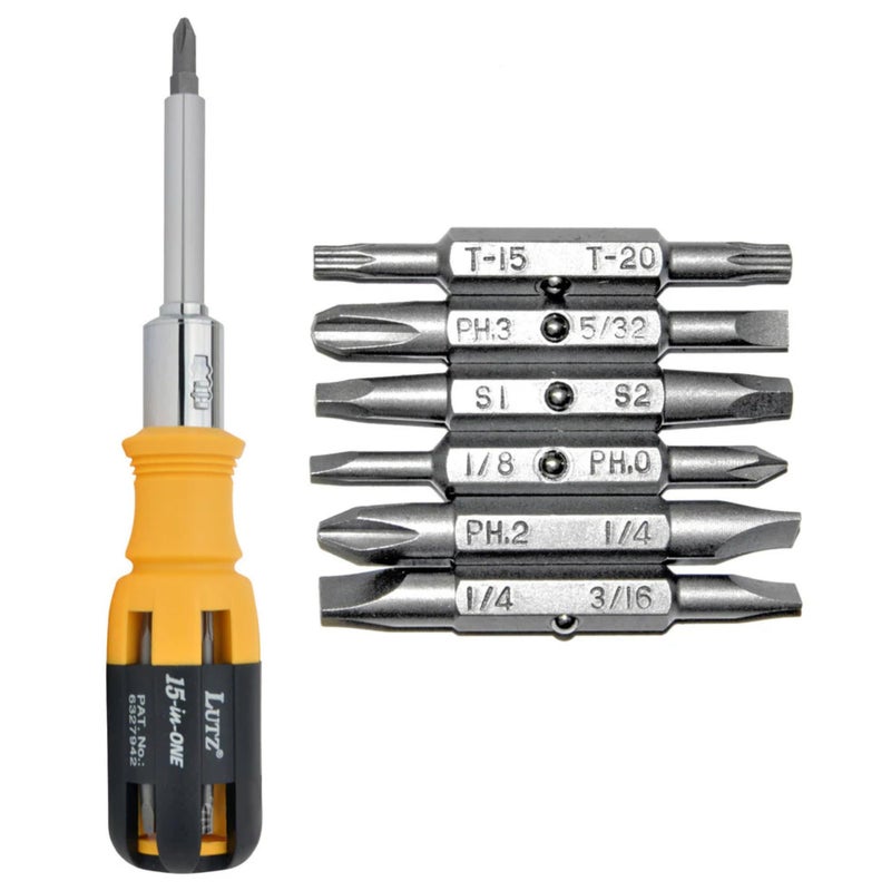 Lutz 15-in-1 Ratchet Screwdriver-YELLOW/BLACK - Image 1